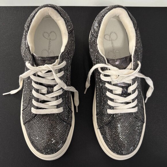NEW Jessica Simpson Women COMIRRA Grey Platform Rhinestone Sneaker,Sz 7.5,No Box - Picture 4 of 12
